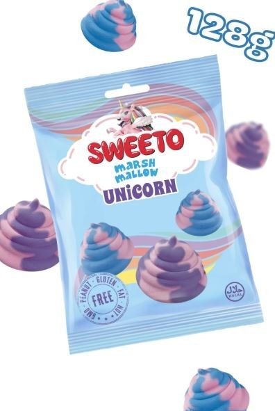 SWEETO 128 GR MARSHMALLOW UNICORN*12