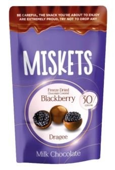 MISKETS 80 GR MILK CHOCOLATE COVERED BLACKBERRY*12