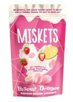 MISKETS 80 GR STRAWBERRY FLAVOURED IVORY COATED BISCUITS*12