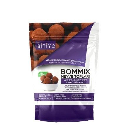 BİTİYO 100 GR BOMMİX ÜZÜMLÜ-BADEMLİ ENERJİ TOPU*50