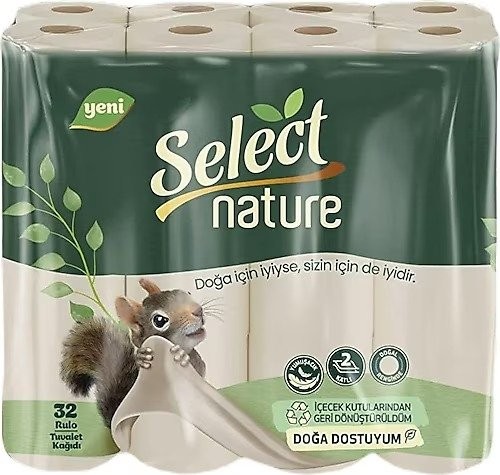 SELECT NATUREL 2 KATLI TUVALET KAĞIDI 32'Lİ*3